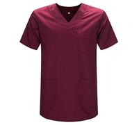 MISEMIYA - Scrub Top Unisex Scrubs - Medical Uniform V-Neck Tunic Scrub Top 817-5XL, Garnet