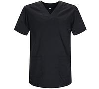 MISEMIYA - Scrub Top Unisex Scrubs - Medical Uniform V-Neck Tunic Scrub Top 817 - Medium, Black