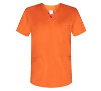 MISEMIYA - Scrub Top Unisex Scrubs - Medical Uniform V-Neck Tunic Scrub Top 817 - Medium, Orange