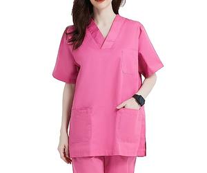MISEMIYA - Scrub Top Unisex Scrubs - Medical Uniform V-Neck Tunic Scrub Top 817 - Medium, Pink
