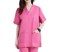 MISEMIYA Scrub Top Unisex Scrubs - Medical Uniform V-Neck Tunic Scrub Top 817 Pink
