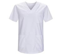 MISEMIYA Scrub Top Unisex Scrubs - Medical Uniform V-Neck Tunic Scrub Top 817 White