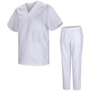 MISEMIYA Uniforms Unisex Scrub Set MZ-8178 Work Utility T-Shirt, White 21, S (Pack of 2)