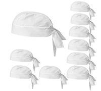 MISEMIYA Unisex Gorro Chef Bandana 926 Chef Bandana Hat Not Applicable, White, Pack 10 Pcs