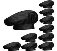 MISEMIYA Unisex Gorro Chef Gorro Forma Seta 918 Chef's hat Mushroom-Shaped Cap 918, Negro, Pack 10 Pcs Black