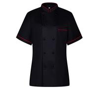 MISEMIYA Women's Chef Cooking Jacket MZ-849B, Black/White, L