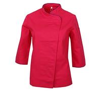 MISEMIYA Women's Chef Uniform Jackets Long Sleeves Work Utility Shirt, Fuchsia, L