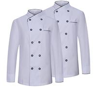 MISEMIYA Women's Pack of 2 Chef Jacket MZ-2-844, White, L