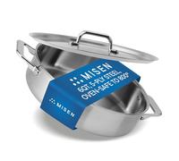 Misen 5-Ply Stainless Steel 6QT Rondeau - Wide, Flat Cooking Surface - Even Heating, Perfect Searing - Durable, Versatile Cookware - Oven-Safe to 800F, Induction Compatible