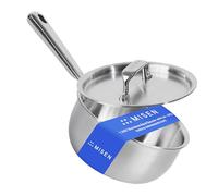 Misen 5-Ply Stainless Steel Saucier with Lid- Induction-Compatible Pan with Curved Sides for Smooth Stirring - Oven Safe to 800F - Even Heat Distribution & Ergonomic Handle - 1.5 QT