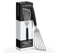 Misen Fish Stainless Steel Spatula - Slotted Turner for Cooking - Perfect for Frying - Heat Resistant - Dishwasher Safe -1mm Thick Flexible Flipper - Soft Silicone Grip Handle for Easy Use