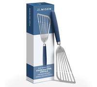 Misen Fish Stainless Steel Spatula - Slotted Turner for Cooking - Perfect for Frying - Heat Resistant - Dishwasher Safe -1mm Thick Flexible Flipper - Soft Silicone Grip Handle for Easy Use
