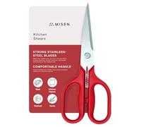 Misen Heavy Duty Kitchen Shears - Versatile Scissors for Meat, Poultry & More - Easy Clean, Professional Grade - Ambidextrous Comfort Handle - Red