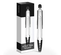 Misen Silicone-TippedStainless Steel Kitchen Tongs - Precision Grilling Tool - Heat Resistant, Heavy Duty, Locking - Perfect for Serving and Cooking - 13 Inch - Black
