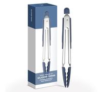 Misen Kitchen Tongs - Dishwasher Safe, Heavy Duty - Precision Silicone-Tipped Grilling Tool - Heat Resistant, Nonstick Safe - Perfect for Serving and Air Frying- 13 Inch | Blue