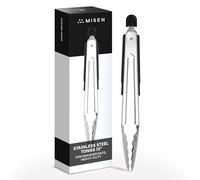 Misen Kitchen Tongs - Dishwasher Safe, Heavy Duty - Precision Stainless Steel Grilling Tool - Heat Resistant - Perfect for Serving and Air Frying - 13 Inch | Black