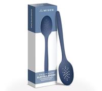 Misen Silicone Slotted Spoon - Slotted Spoons for Cooking - Large Heat Resistant Kitchen Spoons - 12 inch - Blue