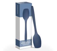 Misen Spoontula: hybrid for stirring, spooning, folding, and flipping. It's heat resistant, nonstick, with a rubber scraper, perfect for baking, easy care, and easy to use - 4 tools in one! - Blue