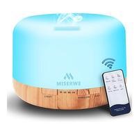 Miserwe 500ML Essential Oil Diffuser Adjustable Mist Mode and Waterless Auto Shut-Off with Wireless Remote, 7 LED Light Colors for Office Home Bedroom Living Room