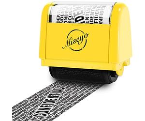 Miseyo Wide Roller Stamp Identity Theft Stamp 1.5 Inch Perfect for Privacy Protection - Yellow