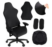 MiseYu Gaming Chair Cover, 4pc Set (Armrest & Back & Seat Covers), Stretchable, Black, Modern Style, Gaming & Office Chair Cover, Breathable & Comfortable, Anti-Slip & Dustproof
