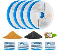 MISFANS Cat Water Fountain Filters, 4 Pack Replacement Filters & 4 Pack Replacement Pre-Filter Sponges Set for MISFANS and Other Pet Fountain Water Dispenser