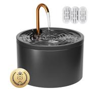 MISFANS Ceramic Cat Water Fountain - 2.1L/71oz - All-Ceramic Body & Pure Copper Water Spout - Non-Toxic - Automatic Pet Drinking Fountain Indoor with Ultra-Quiet Pump, and 3Pcs Filter & Sponge (Black)