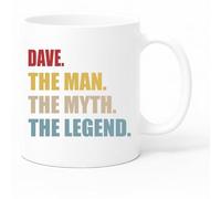 Misfits-Apparel Dave The Man The Myth The Legend Coffee Tea Mug, 11oz, White Ceramic, Matte Non-Slip Handle