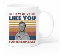 Misfits-Apparel I Eat Guys Like You for Breakfast Jeffrey Dahmer Coffee Tea Mug, 11oz, White Ceramic, Matte Non-Slip Handle