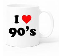 Misfits-Apparel I Love 90s Coffee Tea Mug, 11oz, White Ceramic, Matte Non-Slip Handle
