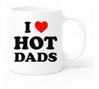 Misfits-Apparel I Love Hot Dads Coffee Tea Mug, 11oz, White Ceramic, Matte Non-Slip Handle