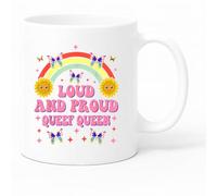 Misfits-Apparel Loud & Proud Queef Queen Rainbow Design Ceramic Mug, 11 oz, White