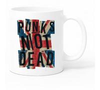 Misfits-Apparel Punks Not Dead Coffee Tea Mug, 11oz, White Ceramic, Matte Non-Slip Handle