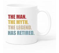 Misfits-Apparel The Man The Myth The Legend Has Retired Coffee Tea Mug, 11oz, White Ceramic, Matte Non-Slip Handle