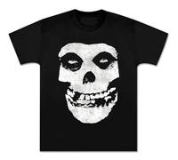 Misfits Shirt Distressed Skull Logo Graphic Printing for Youth Man Vintage Tee Shirt Women Fit Classic Short Sleeve Black, Black, Large