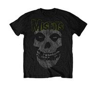 Rock Off Men's The Misfits Classic Distressed Logo Black T-Shirt: Large