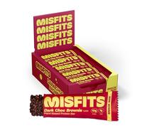 Misfits Vegan Protein Bar - Dark Chocolate Brownie | 12 grams Protein | 1 gram Sugar | Plant-Based, Low Carb, High Fibre | No Palm Oil | Non-GMO | Pack of 15 Snack Sized Bars