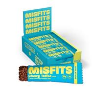 Misfits Vegan Protein Bar - Sweet & Chewy Toffee | 12 grams Protein | Plant-Based, Low Sugar, Low Carb, High Fibre | No Palm Oil | Non-GMO | Pack of 15 Snack Sized Bars