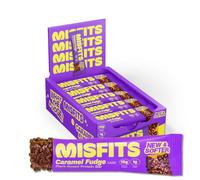 Misfits Vegan Protein Bars, Caramel Fudge - Updated Recipe | Low Sugar & Carb, High Fibre Snacks | Pack of 15