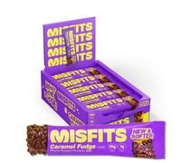 Misfits Vegan Protein Bars, Caramel Fudge - Updated Recipe | Low Sugar & Carb, High Fibre Snacks | Pack of 15