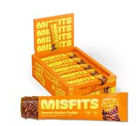 Misfits Vegan Protein Bars, Peanut Butter Fudge - Updated Recipe | Low Sugar & Carb, High Fibre Snacks | Pack of 15