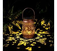 Misflam Solar Lanterns Outdoor Waterproof Candle Garden Decoration Birthday Presents for Women Patio Lawn Yard Pathway Hanging Light, Butterfly