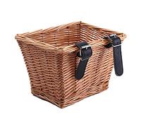 MisFox Bike Baskets for Women, Square Rattan Wicker Bicycle Basket, Detachable Hand-Woven Storage Basket for Childrens or Adults, Leather Straps, 4 Size, Brown