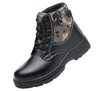 MisFox Mens Safety Boots Steel Toe Cap Waterproof Work Trainers High-Top Camouflage Anti-Smashing Work Shoes Winter Non Slip Work Sneakers Warm Plush Hiker Protective Footwear