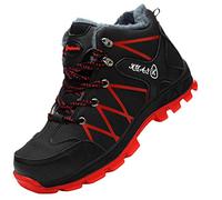 MisFox Mens Safety Shoes Steel Toe Cap Waterproof Work Trainers Lightweight Anti-Smashing High-Top Work Shoes Microfiber Leather Winter Warm Plush Hiker Protective Footwear