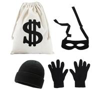 MisFun Bank Robber Costume, Robber Costume, Thief Costume Set, Masquerade Costumes, Suitable for Halloween Carnival Party Costumes and Role Play