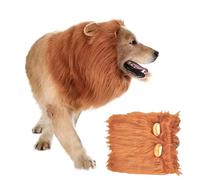 MisFun Lion Mane Wig Dog Costume Adjustable Lion Mane Dog Halloween Costume Dog for Halloween Pet Fancy Dress Lions Mane with Realistic Ears for Dog Costume Halloween (Red Brown)