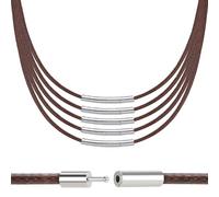 MisFun Pack of 5 Leather Cord for Chains Brown with Copper Buckle Leather Bands for Chains 3/4 mm Leather Chain with Clasp Very Good as a Gift for Family and Friends (45/50/55/60/70 cm)