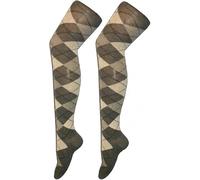 MISHOO® 1 Ladies' OTK Over The Knee Sock Plain Stripe Thigh High Long Warm Stocking Striped Socks, Leg Warmer Party Wear Fancy Stripe Socks Grey Argyle