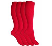 MISHOO® Girls Knee High Cotton School Uniform Socks, Red, 1, Age 11-14